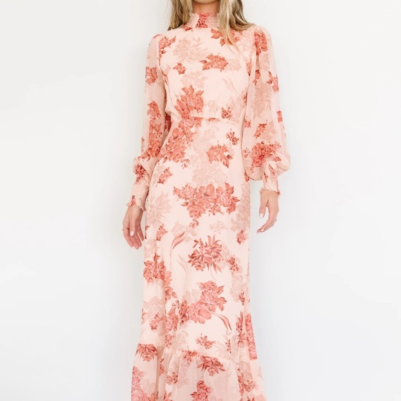 Baltic Born Floral Long Sleeve Dress in Pink and Red - Picture 12 of 16